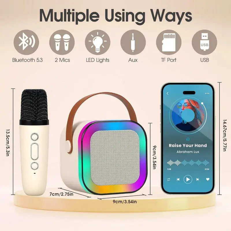 [COD&Local Delivery] Speaker Karaoke Bluetooth Mini dengan 2 Mikrofon - Mikrofon Nirkabel dan Mikrofon Bass speaker konten mikrofon karaoke Microphone Wireless 2