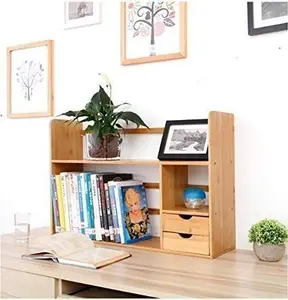 Rak Buku Meja Minimalis Aestetik Kayu 45x13x35cm Fleksibel & Tahan Lama Cocok Untuk Meja Kerja Ruang Tamu Kamar Tidur