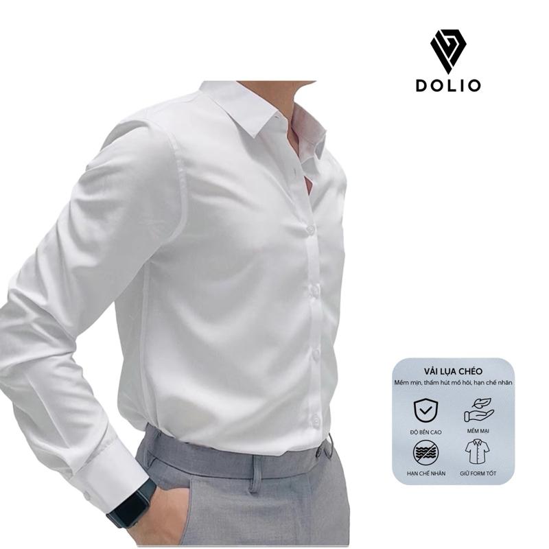 Áo Sơ Mi Nam DOLIO Dài Tay Trơn Đẹp SMD88, Lụa Cotton Hạn Chế Nhăn, Mềm Mại, Co Giãn Nhẹ, phom Slimfit Trẻ Trung, Sang Trọng, Mặc Mát.