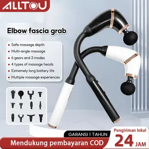 [pengiriman 24] ALLTOU 4-in-1 Massage Gun Electric Vibration Massager Deep Tissue Muscle Smart Massager dengan 12 Kepala Pijat Pegangan Panjang Seluruh Tubuh Elektrik Steel Getar Terapi Perawatan Punggung