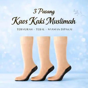 Syafiraaa - Paket Hemat 3 Pasang Kaos Kaki Hijab Muslimah Pelindung Sinar Matahari Jempol Wanita Aksesoris Fashion Terbaru Kualitas Terbaik Telapak Hitam Umroh Panjang Harga Terjangkau Dewasa Motif