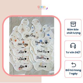 (THÊU TÊN MIỄN PHÍ) Yếm cổ Muslin thêu tên theo yêu cầu, Yếm tròn - MeBe 0