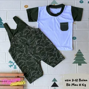 Setelan Jumpsuit Kodok Overall Bayi Baju Celana Overall Bayi Setelan Casual Modern Usia 3-12 Bulan Azzahra Baby and Kids