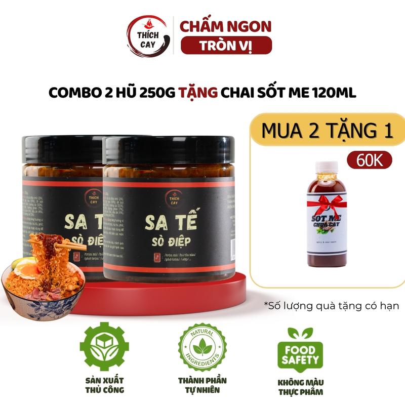 Tặng Sốt Me Chua Cay 120ml Combo 02 hũ Sa tế sò điệp Thích Cay 250g trộn mì hủ tiếu phở sốt cá viên chiên Gia Vị Nước Sốt