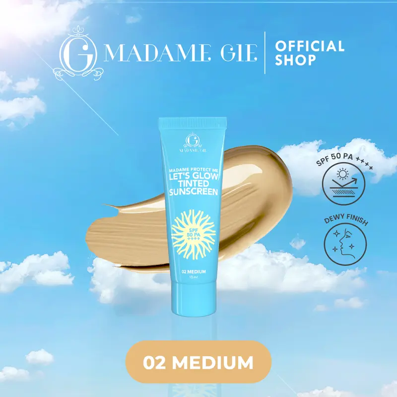 Madame Gie Protect Me Lets Glow Tinted Sunscreen SPF 50 PA ++++ - No Fragrance Perawatan Wajah Semua Jenis Kulit Facial Hitam 5