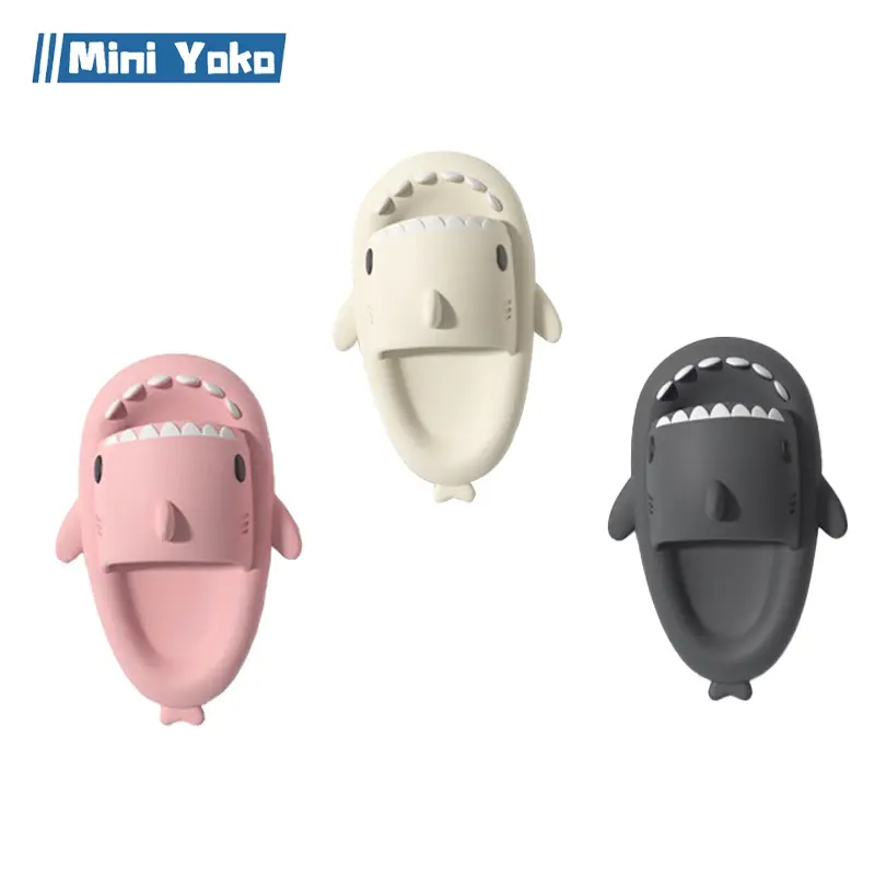 MINI YOKO Sandal hiu dewasa terbaru Sepatu sandal jelly wanita import Sendal Slop Flat Rumah Empuk Elastis Sendal Anti Slip murah Karet Outdoors Summer Black Pink 3