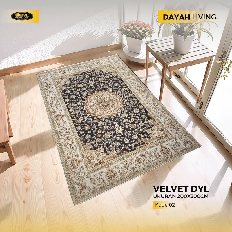 Karpet Velvet DYL Bermotif Uk 200x300cm Lantai Anti Slip Premium 1