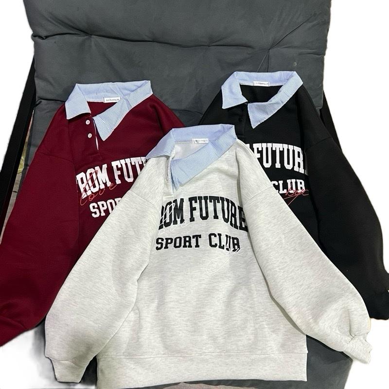 DEAL MỞ BÁN áo nỉ cổ lệch phối cổ sơ mi mẫu mới FROM FUTURE chất nỉ tàu mẫu mới 2025