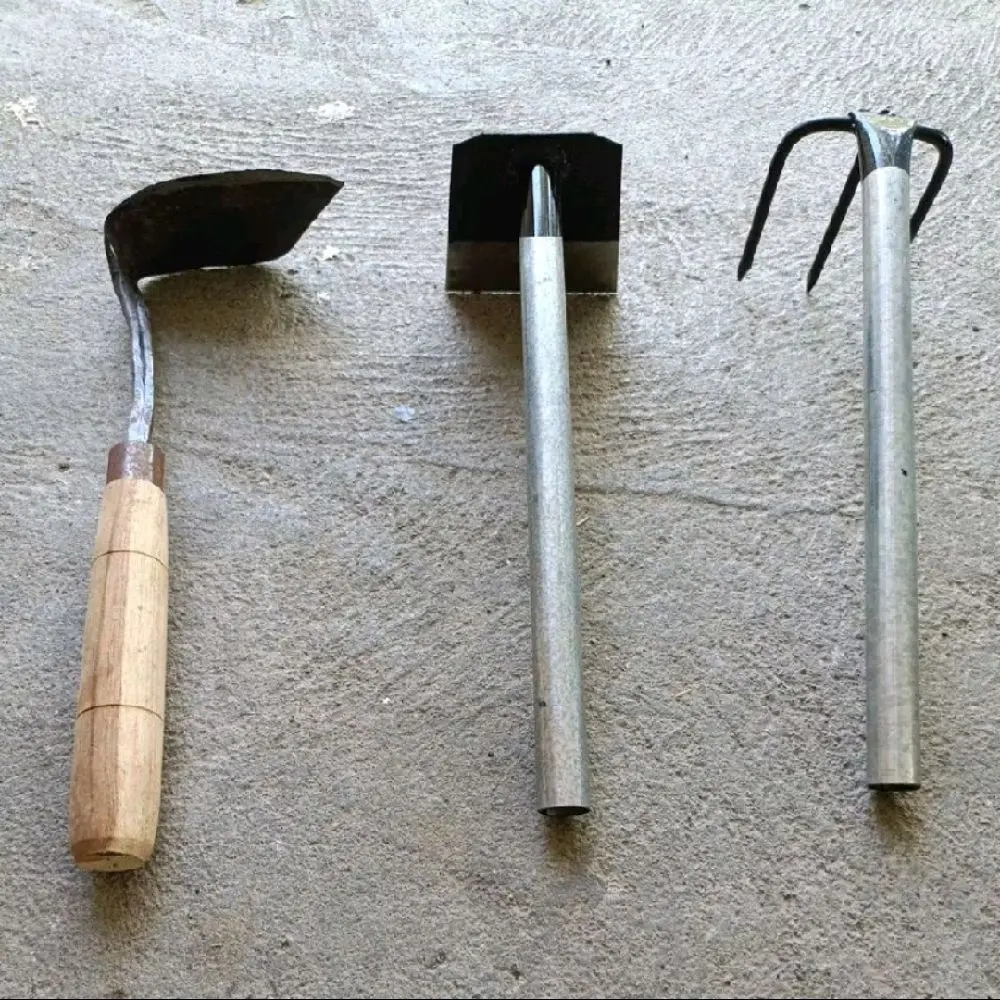 Paket 3 Pcs Alat Berkebun Cangkul Garuk Koret Rumput - Ghatul Baja Asli Garu besi Cangkul Mini - 1 set alat berkebun