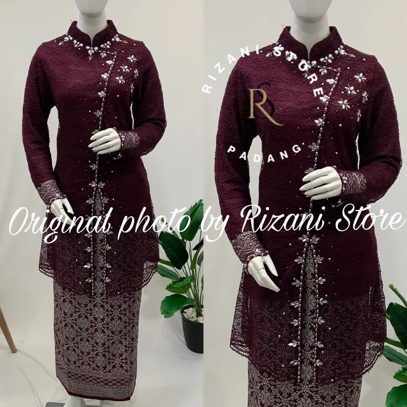 ￼set kebaya brukat payet Nagita/kebaya modern/kebaya ibu besan/kebaya kondangan Brokat Motif Songket Bawahan Dress Panjang Wisuda Lilit Wanita Baju Setelan Pesta Batik 2