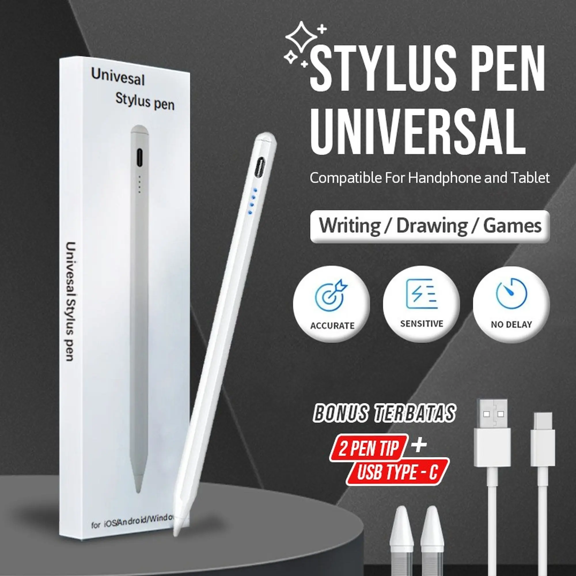 Universal Stylus Pen Rechargeable For All Tablet HP Android iOS Type C Anti Mistouch Tilt Sensitive Affinity Smart Pen Pena Laptop