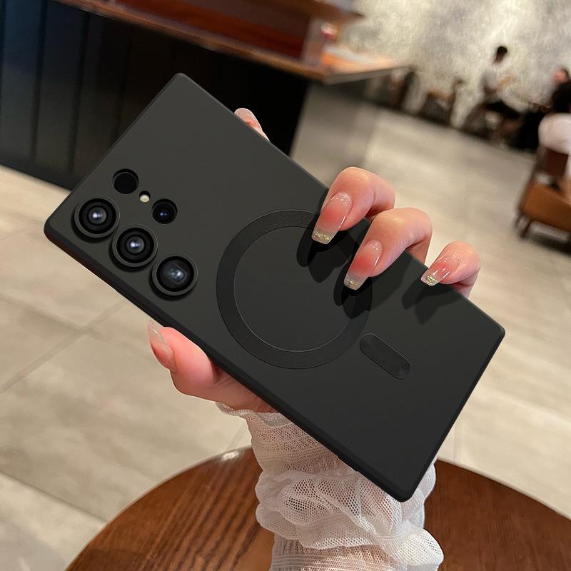 Ốp Nam Châm Sang Trọng Magsafe, Cho Samsung Galaxy S24 S23 Ultra S22 Plus S21 FE, Ốp Lì Sạc Không Dây Có Nắp Ống Kính