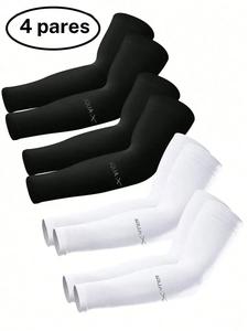 4 pares de mangas para el brazo de seda fría con protección solar a la moda, unisex, verano, protección UV, ideales para conducir al aire libre, pescar, golf, ciclismo y correr