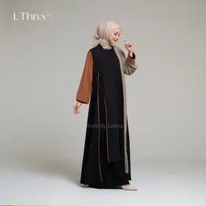 Kaima Outer - Abaya Muslim Wanita - Lthree By lubna - Gamis Cantik - Bahan Berkualitas Premium Simple Dress Hitam Remaja Arab Mewah Maxi Syari Dewasa