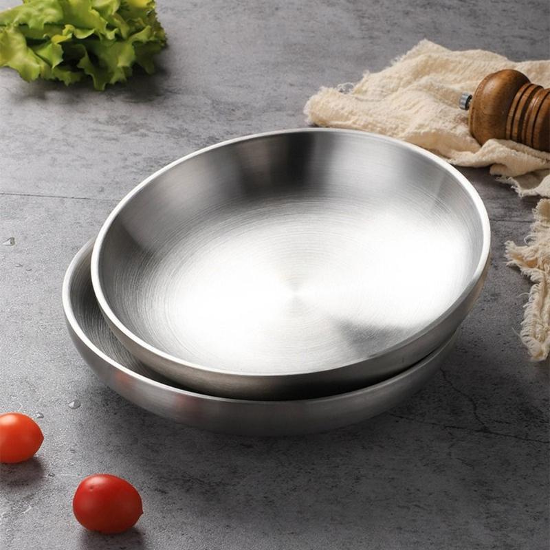 Bền bỉ Hai lớp Đồ dùng bằng thép không gỉ 304 Vòng tròn Chống bỏng Đĩa thịt bò…