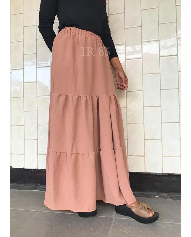 PROMO!!! IR Serena Rok Midi Rempel Cringkle Babydoll Premium – Rok Susun Ruffle Midi Skirt Panjang 2