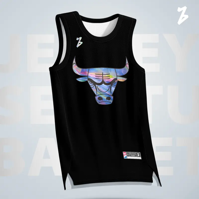 Jersey Basket Michael Jordan Chicago Bulls #23 BLACK RAINBOW HITAM 0
