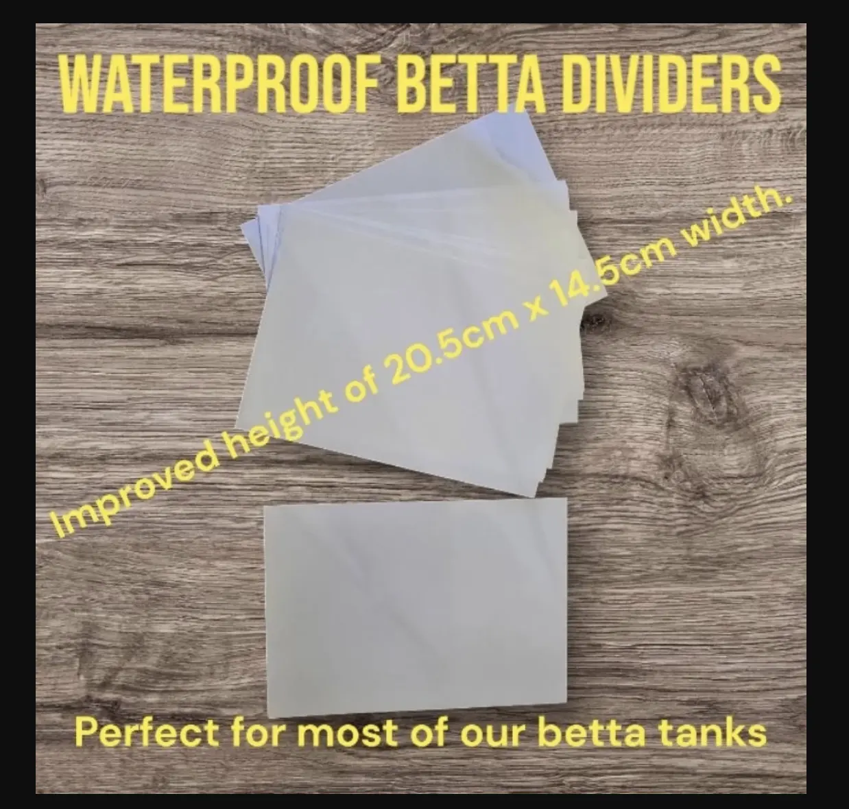 Waterproof betta dividers 20.5cm x 14.5cm. New height customized to fit most of our betta tanks and SU.