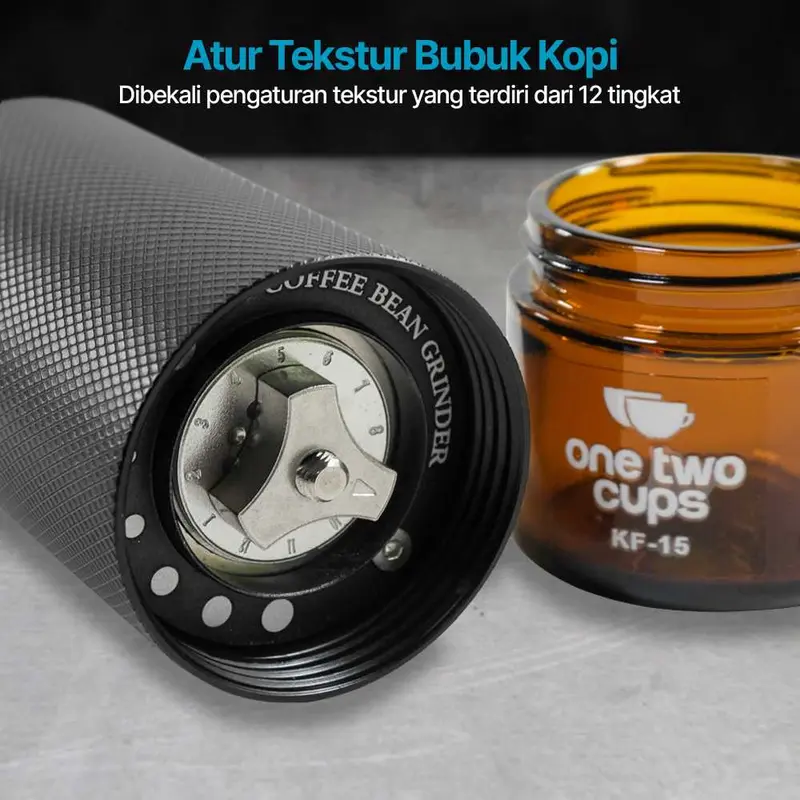 One Two Cups Alat Penggiling Kopi Manual Coffee Grinder Adjustable - KF-15 4