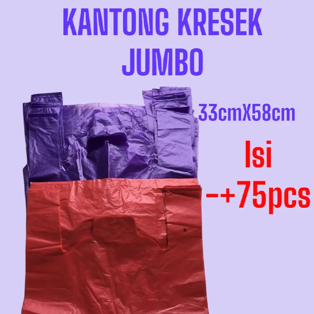 plastikkresek jumbo 33cmx57 isi 75pcs, 40x65laundry- Harga Terjangkau Merah dan unggu los trash bag