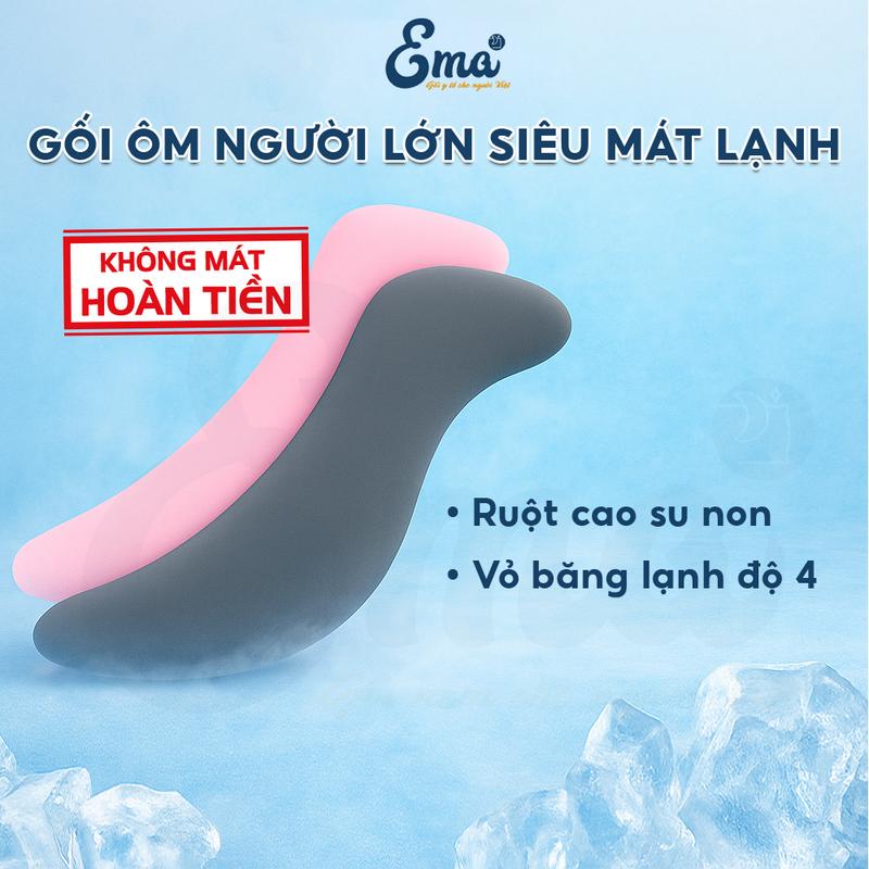 Gối Ôm Siêu Mát Lạnh Ema - Gối Ôm Chất Liệu Cao Su Non Nguyên Thiết Kế Công Thải Học Vỏ Gối Công Nghệ Độc Quyền Vải Băng Lạnh Siêu Mát