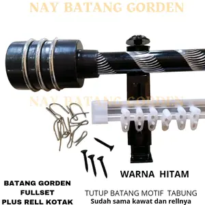 BATANG GORDEN FULL SET TUTUP MOTIF TABUNG PLUS BATANG VITRAS /besi gorden fullset tutup tabung plus batang vitras.jendela gorden outdoor tirai bambu