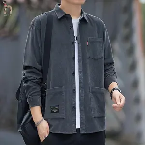 Jaket Pria Corduroy Kasual Vintage Work Jacket Bahan Nyaman Gaya Klasik Elegan Cocok untuk Sehari-hari atau Acara Kerja