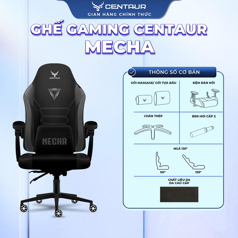 [NEW] Ghế Gaming Centaur Mecha - Chân Kim Loại Chắc Chắn, Da PU Cao Cấp, Cơ Ngả 135 Độ | Centaur Việt Nam