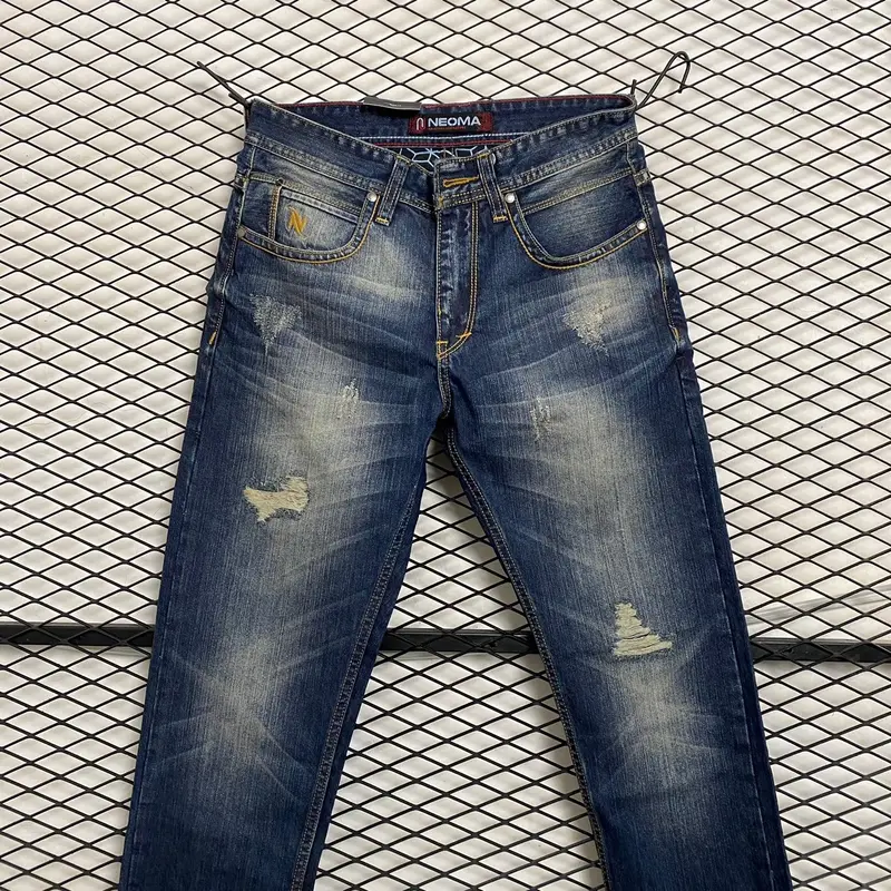 Celana Jeans Pria Neoma Sobek Tidak Melar Reguler Fit 6