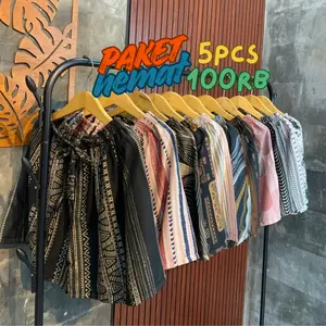 Paket Hemat 5pcs Celana Pendek Motif Mix Rayon Kekinian Celana Santai Rayon Adem
