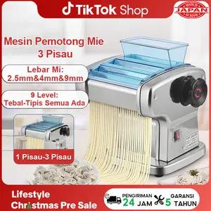 Tixx Mesin Pengguling dan Penguleni Tepung Elektrik Kecil Terbaru Baja Tahan Karat 2-in-1 Mudah Dibawa Pisau Tidak Perlu Dilepas Ideal Mie - Listrik
