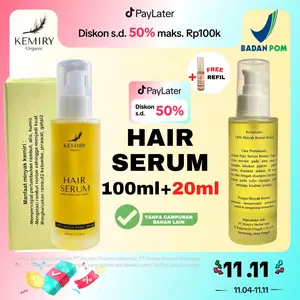 [BPOM] Kemiry Organic Hair Serum Penumbuh rambut rontok - 100 ml ( Free 20 ml ) Minyak Haircare Perawatan Vitamin Treatment Kering Shampoo Ketombe