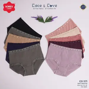 Sorex (3pc, 6pc, 12pc) CD/Celana Dalam Wanita 1171 Midi dan 1172 Maxi Lace & Love Renda Katun Mix