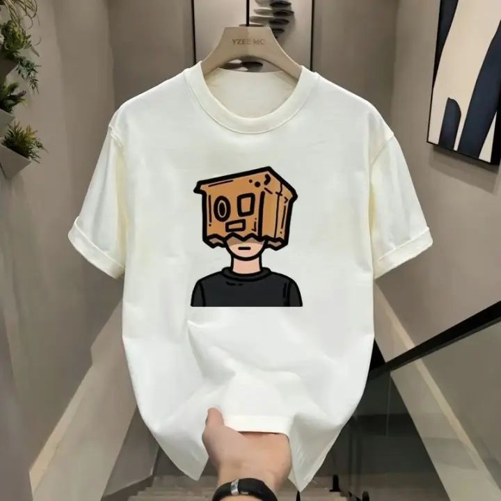 Kaos Distro Pria Keren Motif Anonim Oversize Putih Lengan Pendek Round Neck Oblong