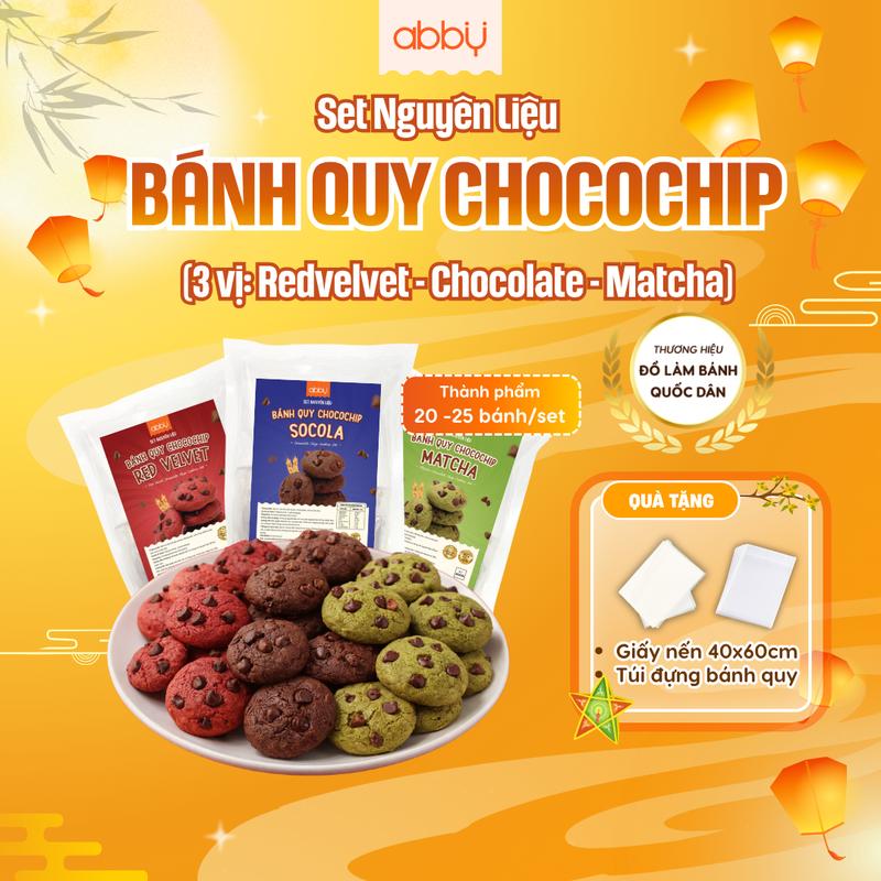 Set làm bánh Chocochip Cookie 3 vị - Thành phẩm 20 - 25 chiếc/set - Nguyên liệu…