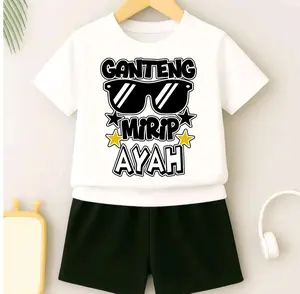 Stelan Baju Anak Lengan Pendek Bahan Katun Combed 30s Ganteng Mirip Ayah Usia 6 Bulan Sampai 10 Tahun Desain Keren dan Stylish untuk Aktivitas Anak