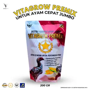 VITAGROW PREMIX - Extra Fooding Ayam Cepat Jumbo, Extra Vitamin Ayam & Pakan Tambahan Ayam Besar & Tulang Kuat