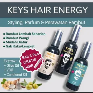 Minyak Rambut Keys Hair Energy / Styling Parfum dan Perawatan Rambut Extract Zaitun, Olive Oil dan Minyak Kemiri