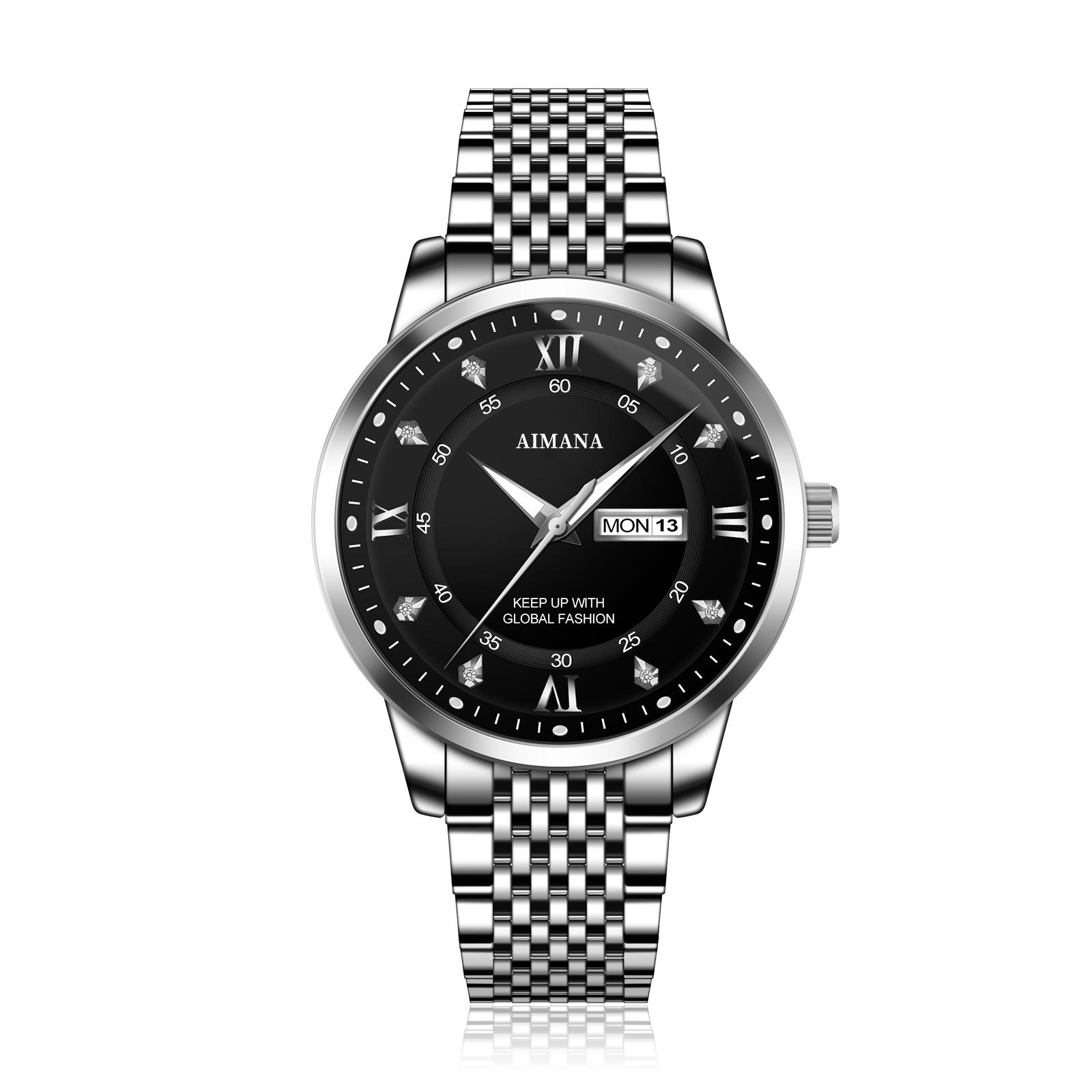 นาฬิกาข้อมือ AIMANA รุ่น 8601 หน้าปัด 41 มิล หนา 11 มิล สายแสตนเลส สี Silver หน้าปัดมี 3 สีให้เลือก 