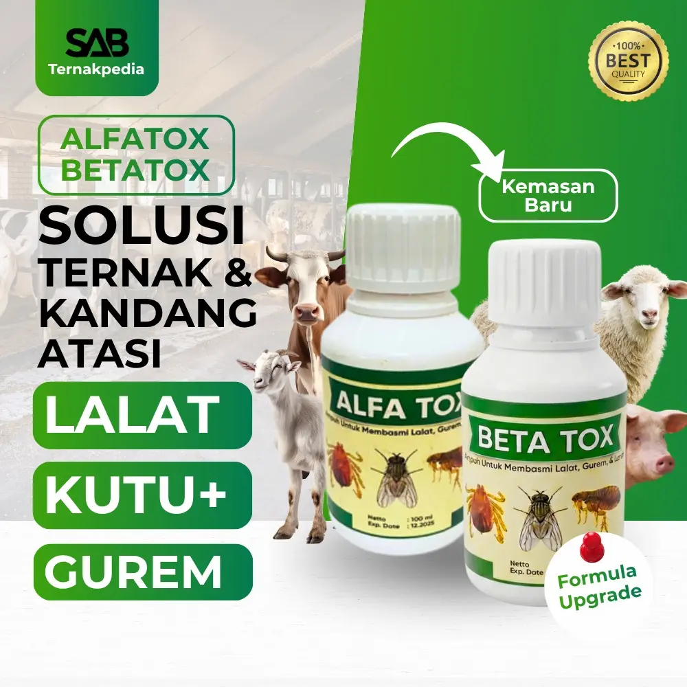 Alfa Tox - 100 ml - Solusi Kutu Ternak - Pembasmi Larva Lalat Gurem Kutu Ampuh - 100 ml