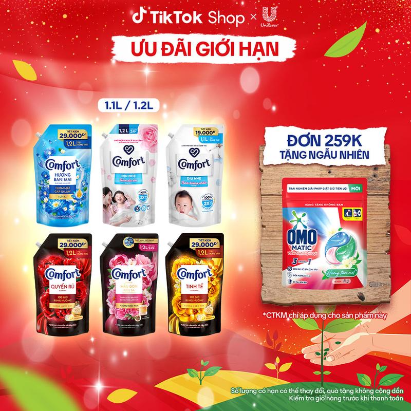 Túi Dùng Thử - Nước Xả Vải Comfort Dịu Nhẹ cho cả nhà Hương Nước Hoa & 1 Lần Xả Túi 1.1L 1.2L 3