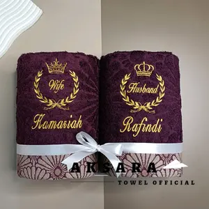 (2 handuk) Paket Handuk Wedding free bordir dan Pita Morning Whistle by Terry Palmer Motif Sunny Handuk Seserahan/Kodo/Anniversary  (Tanpa Box) Rose Lembut