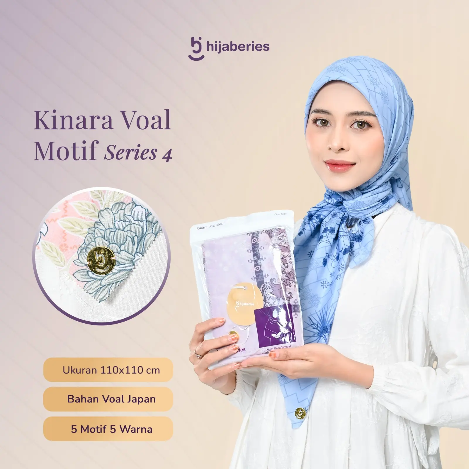 [Grosir/10pcs] Kinara Voal Motif Hijaberies - Paket Usaha Kerudung Hijab Segiempat Motif Hijaberies Pouch  Muslim Square