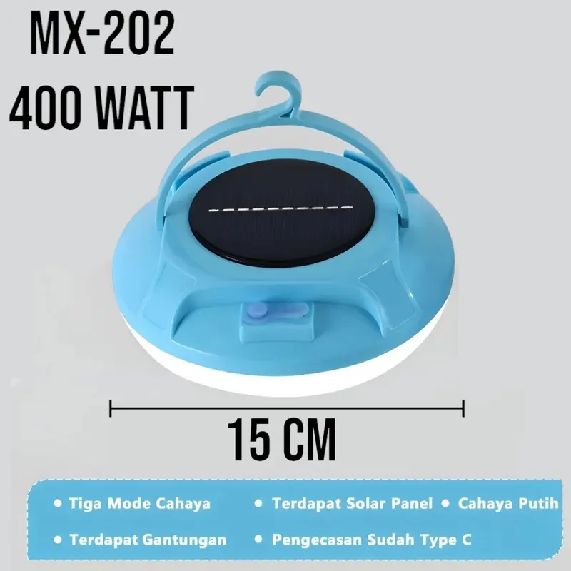 Lampu Emergency MAX POWER 300 Watt 400 Watt 600 Watt UFO Gantung Solar Panel Camping Lamp Cahaya PUTIH Super Terang Gantung Tahan lama Kemah camping Memancing 7