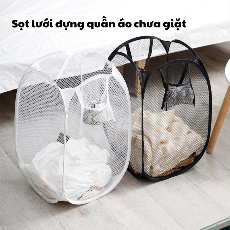 Giỏ Đựng Đồ Chưa Giặt Bằng Lưới - Kết Hợp Khung Nhựa Bền Bỉ, Thoáng Khí Chống…