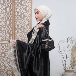 Alfarizi Quinsha Mukena Dewasa Premium 2in1 Luxury Bahan Armany Jacquard Motif Renda Mix Kalung Keliling Cantik Elegan
