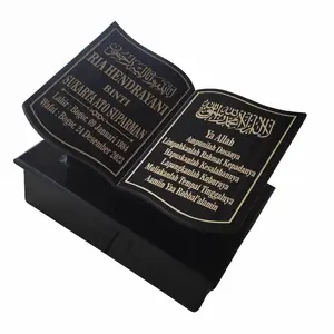 batu nisan keramik polos bentuk buku plus dudukan ukuran 20x30