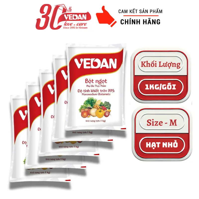 Combo 5 Gói Bột Ngọt VEDAN Hạt Nhỏ 1kg-Size M 0