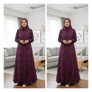 Aishwa GAMIS BROKAT PESTA BAHAN CRINKLE AIRFLOW MIX BROKAT Cantik Muslim Mewah Wanita Kondangan Nyaman Allzize Lebaran Panjang