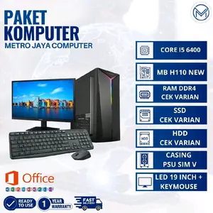 Pc Rakitan Full Set I5 6400 Intel Core I5-6400 Motherboard H110 Ram Ddr4 Ssd Hdd Casing Led Monitor 19 Inch Keymouse Usb Wifi